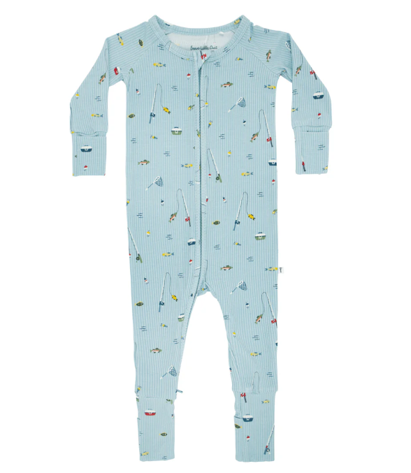 Gone Fishing Small Ribbed Zip Romper