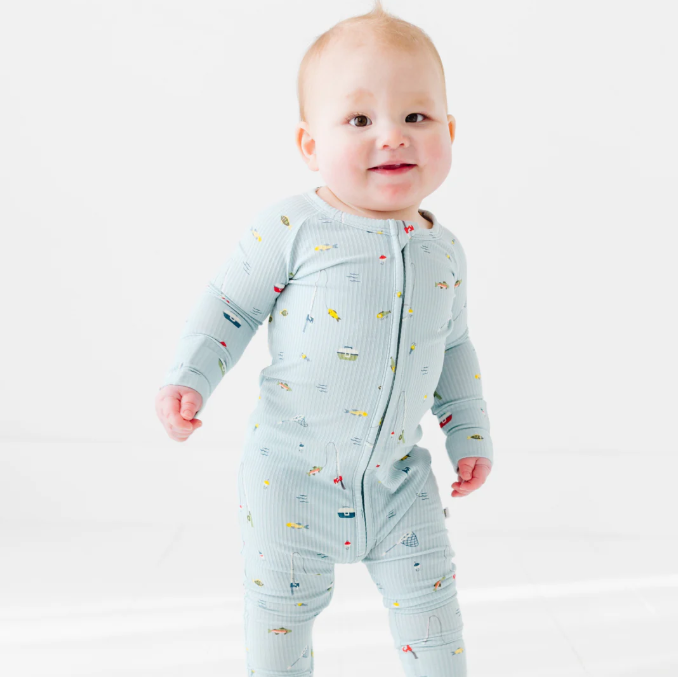 Gone Fishing Small Ribbed Zip Romper
