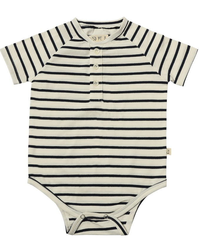 Raglan Onesie | Black & White Stripe