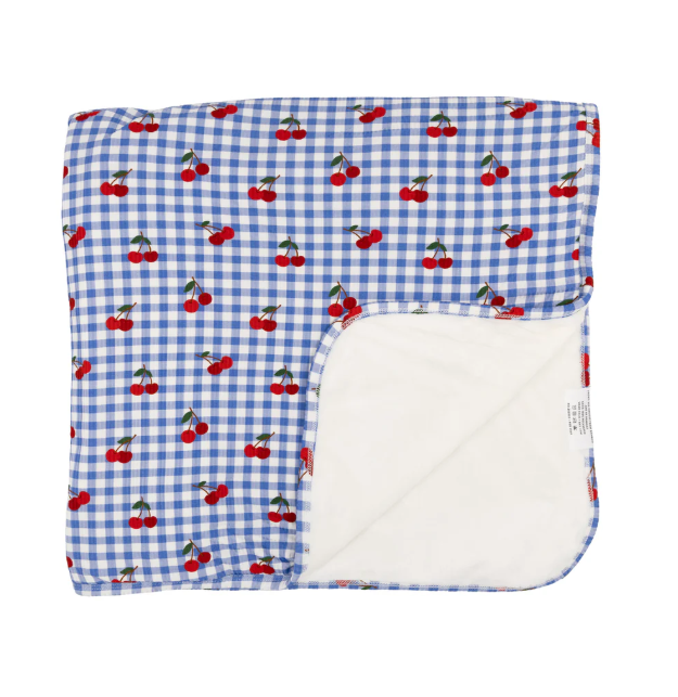 Vintage Cherries Small Ribbed Youth Blanket