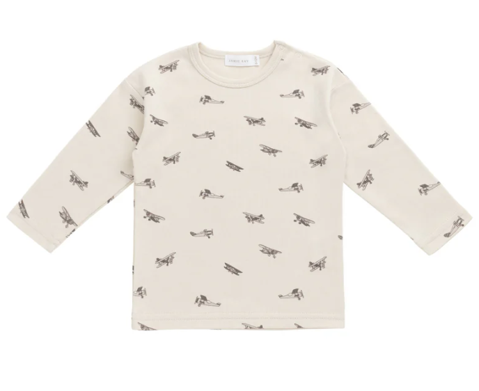 Pima Cotton Arnold Long Sleeve Top - Avion Oat