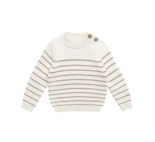 Malcolm Knitted Jumper - Malcolm Stripe Cloud/Brioche