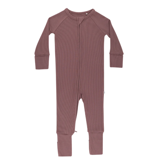 Plum Small Ribbed Zip Romper