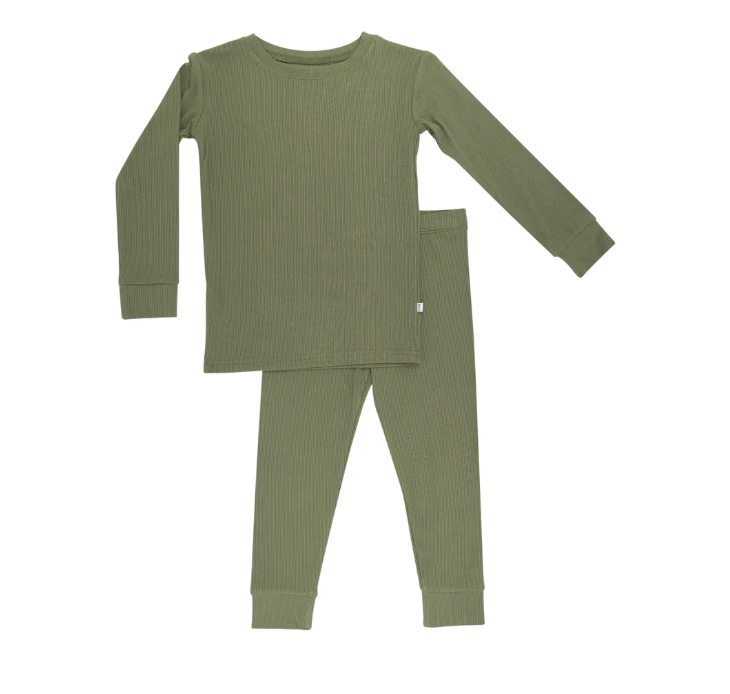 Olive Small Ribbed Two-Piece Set