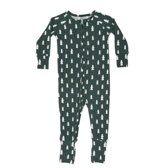 Christmas Trees Small Ribbed Zip Romper