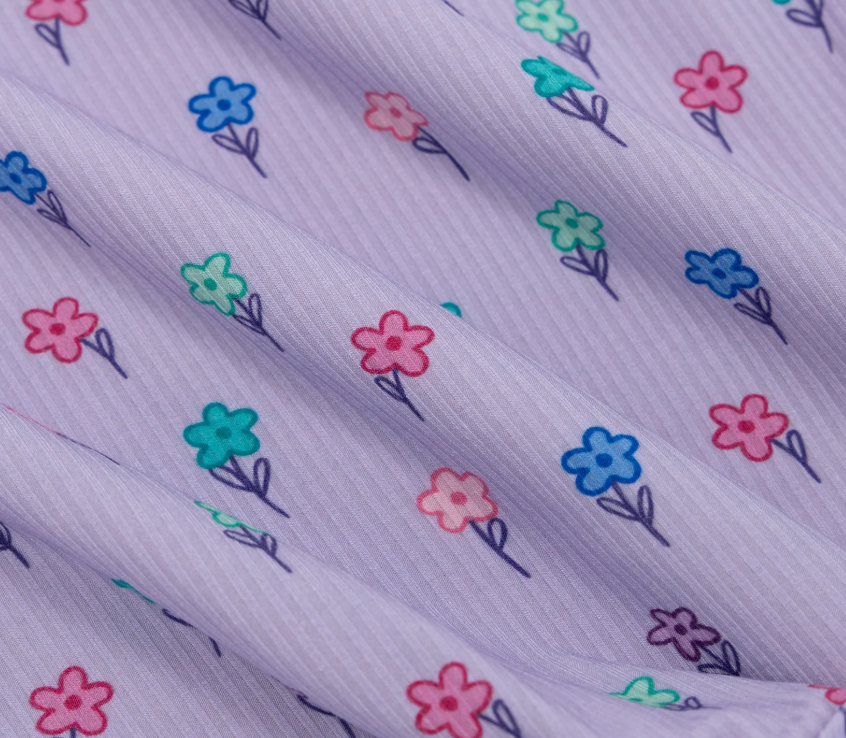 Lilac Daisies Small Ribbed Zip Romper