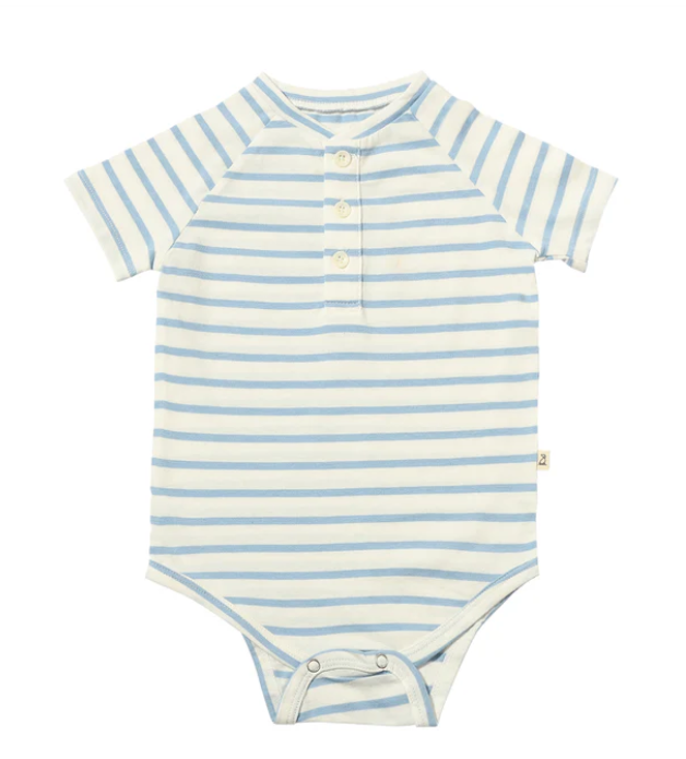 Raglan Onesie | Blue & White Stripe