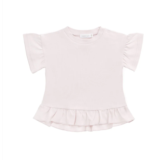 Pima Cotton Courtney Ruffle Top - Soft Misty Rose