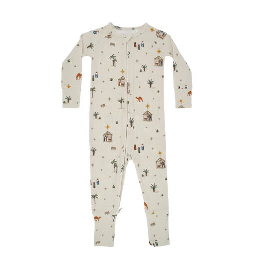 Nativity Small Ribbed Zip Romper