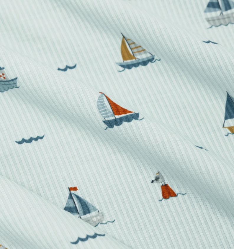 Nautical Boats Small Ribbed Zip Romper