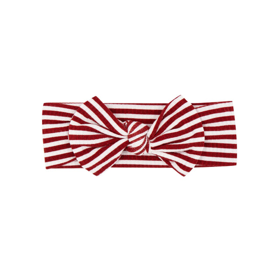 Red Stripe Small Ribbed Bow