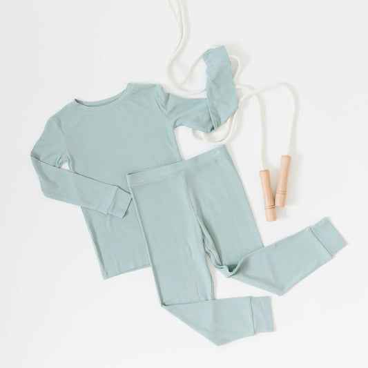 Ocean Blue Small Ribbed Two-Piece Set