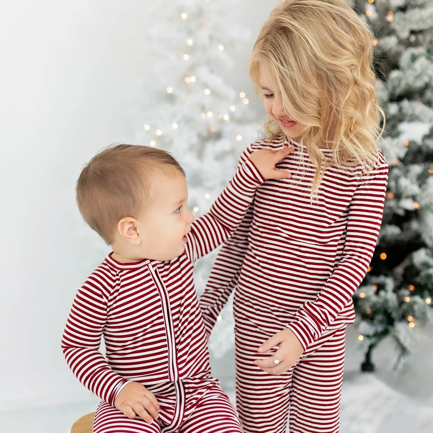 Red Stripe Small Ribbed Two-Piece Set