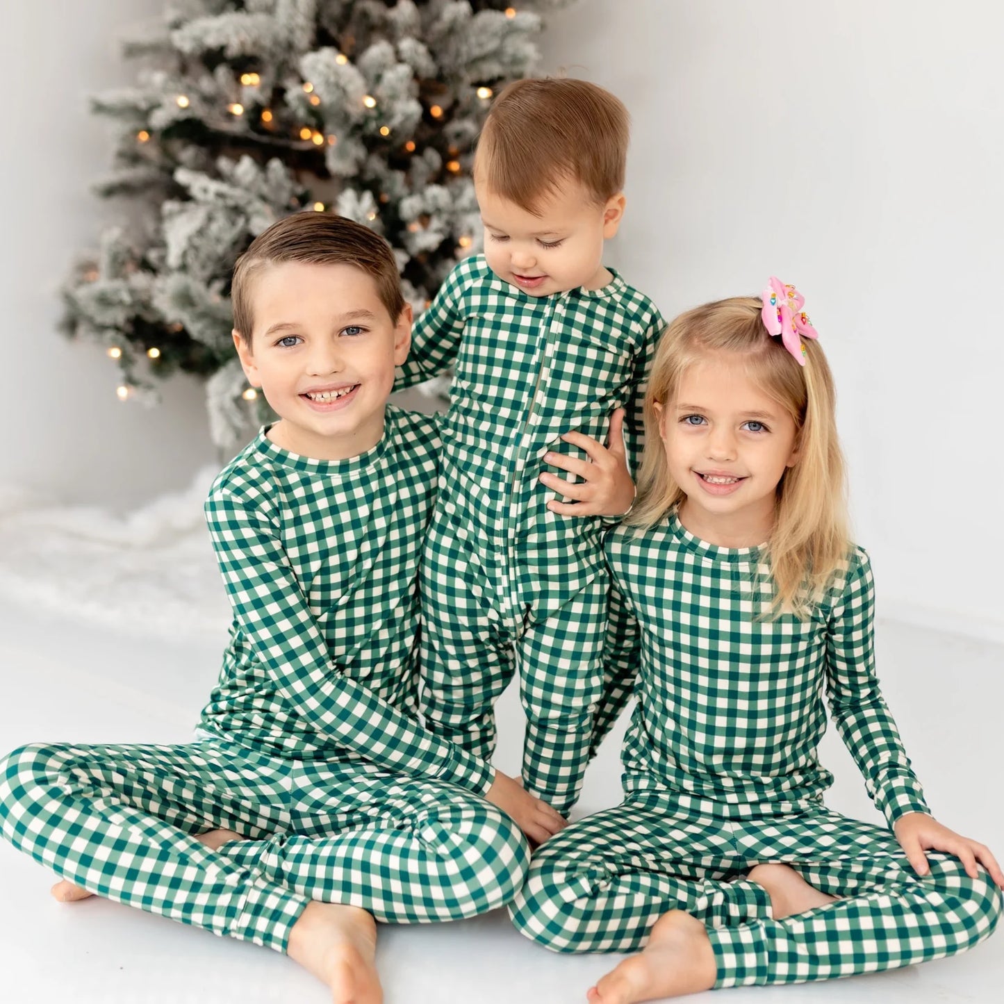 Evergreen Gingham Zip Romper