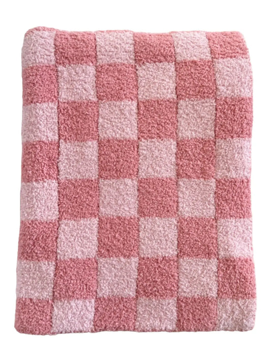 Phufy® Bliss Checkerboard Blanket / Strawberry