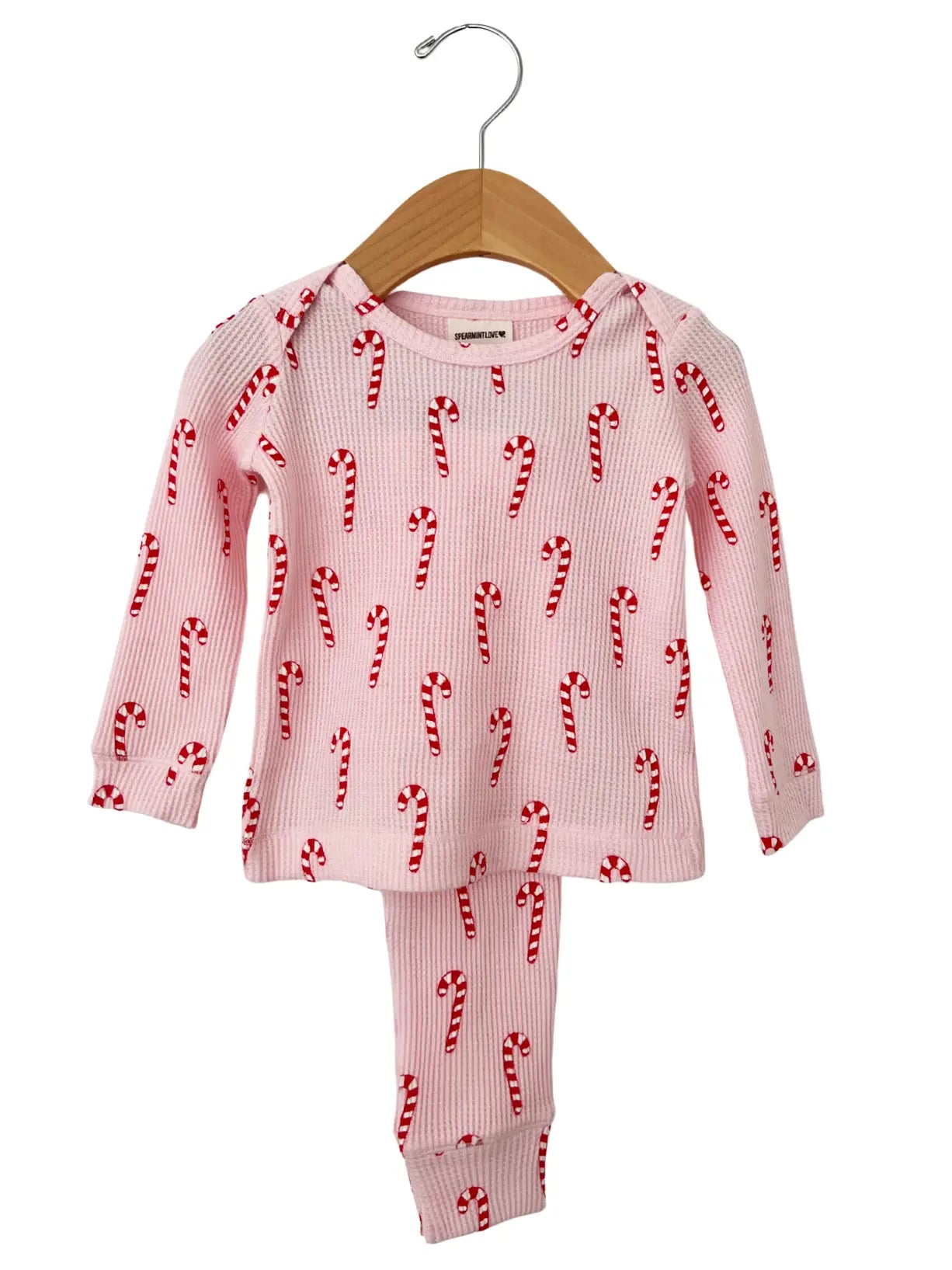 Organic Waffle 2-Piece Set / Pink Candy Cane