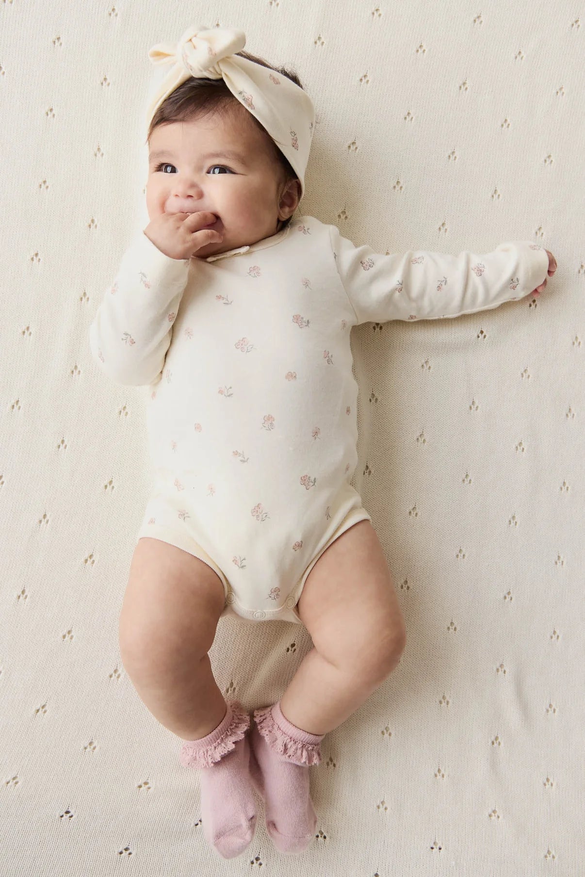 Organic Cotton Long Sleeve Bodysuit / Meredith Egret