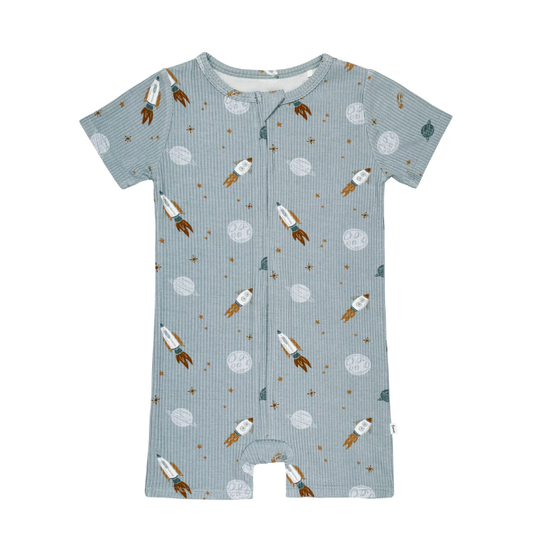 Space Explorers Small Ribbed Summer Zip Romper
