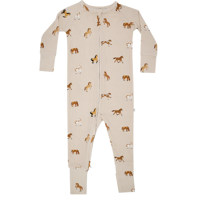 Horses Small Ribbed Zip Romper