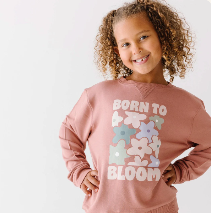 Born To Bloom Rose Bamboo French Terry Pullover