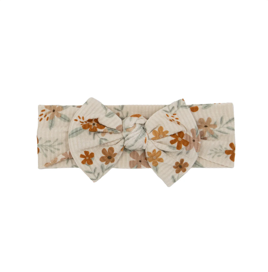 Autumn Floral Small Ribbed Bow