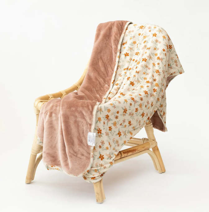 Autumn Floral Small Ribbed Toddler Blanket