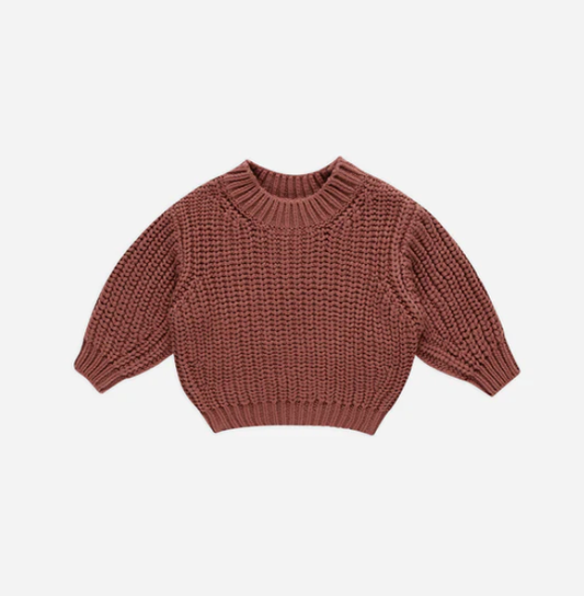 Quincy Mae Chunky Knit Sweater || Cranberry