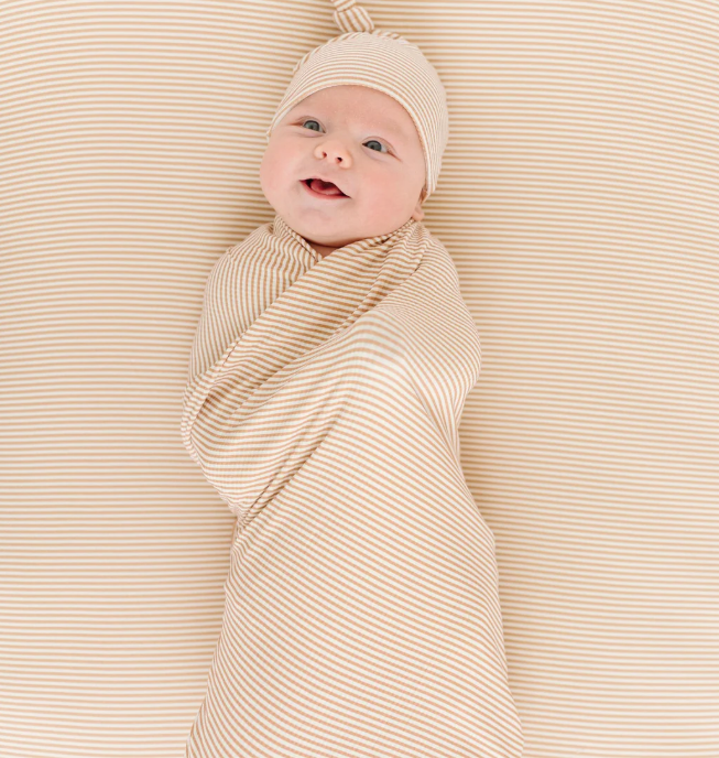 Honey Stripe Small Ribbed Swaddle Set