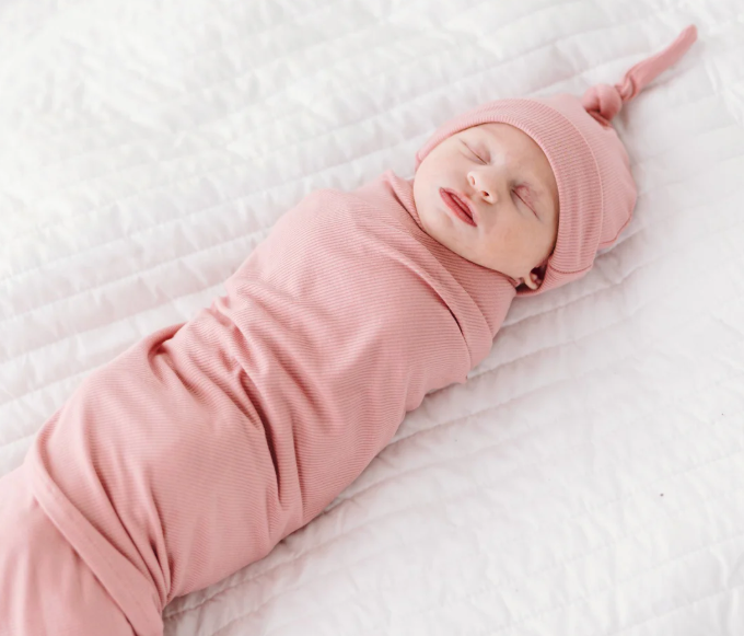 Mauve Small Ribbed Swaddle Set