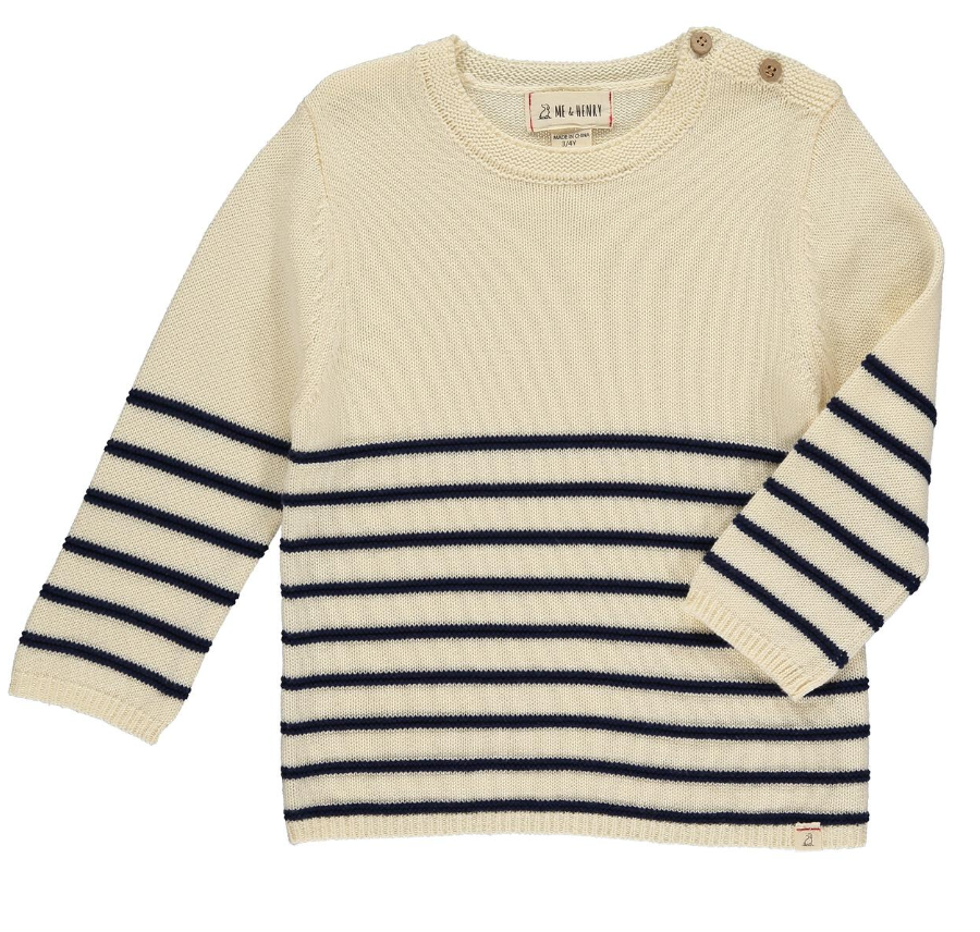 Breton Toddler Sweater | Cream & Navy Stripe