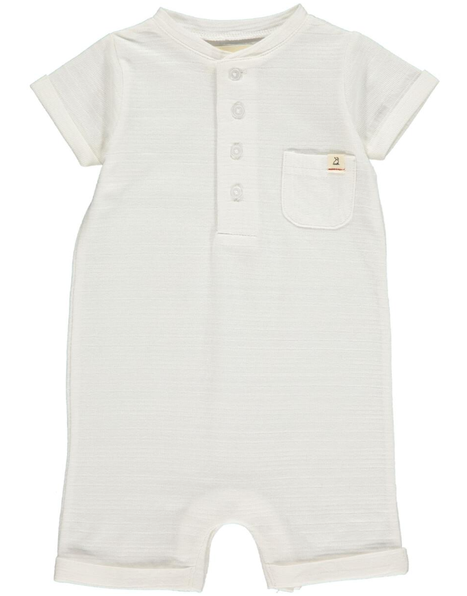 Camborne Henley Romper | White Ribbed