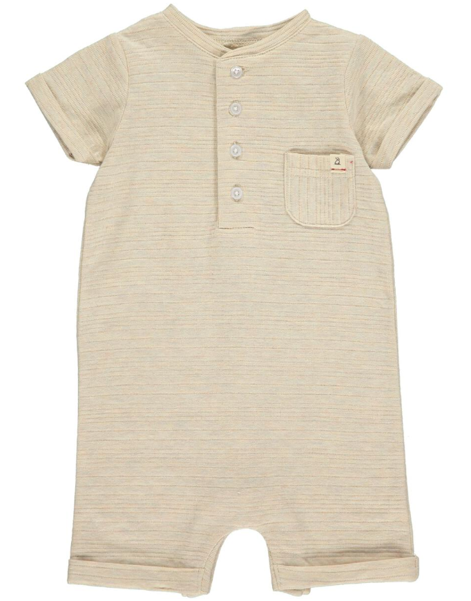 Camborne Henley Romper | Beige Ribbed