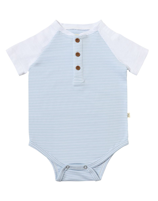 League Raglan Onesie | Blue & White Stripe