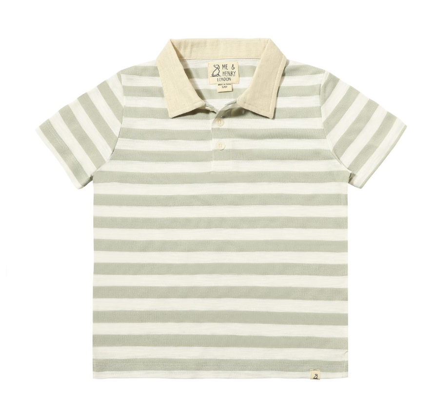 Anchor Polo | Grey & White Stripe