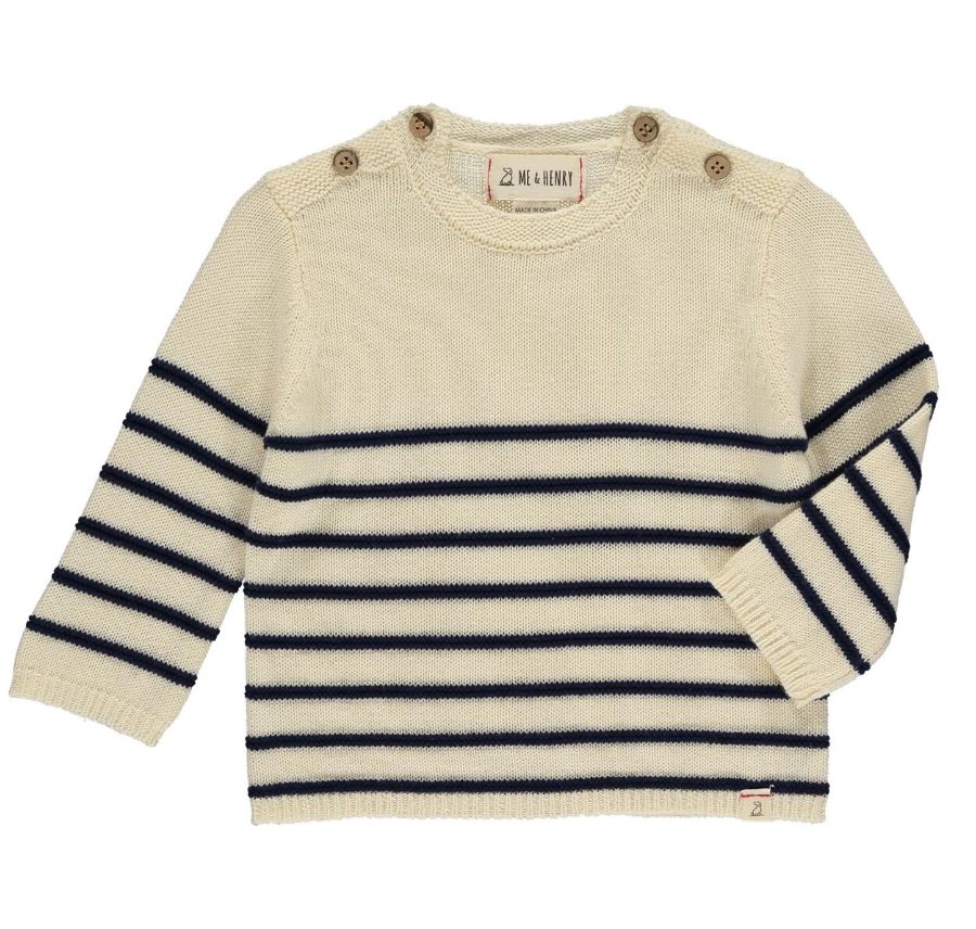 Breton Baby Sweater | Cream & Navy Stripe