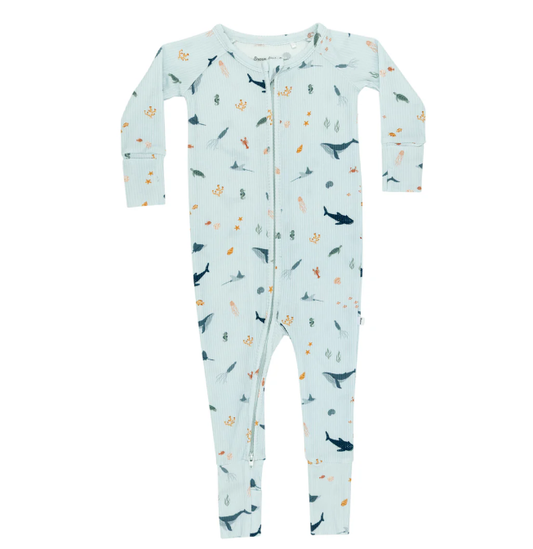 Under The Sea Small Ribbed Zip Romper