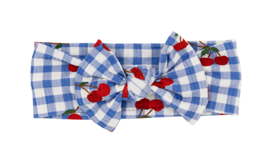 Vintage Cherries Small Ribbed Bow