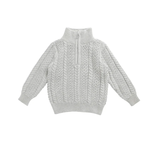 Clyde Half Zip Jumper - Light Grey Marle