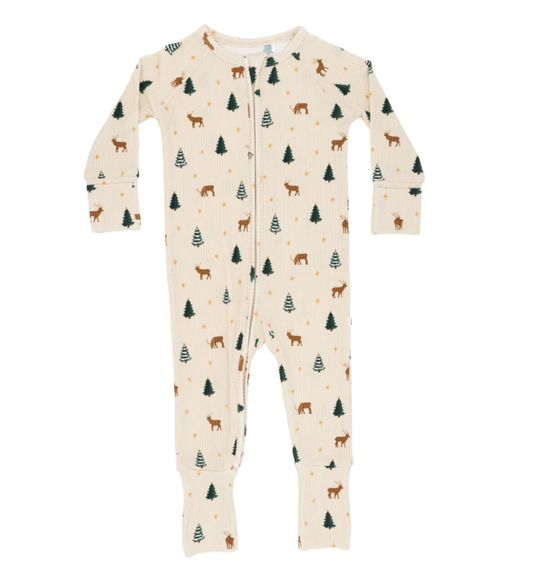 Reindeer Forest Small Ribbed Zip Romper
