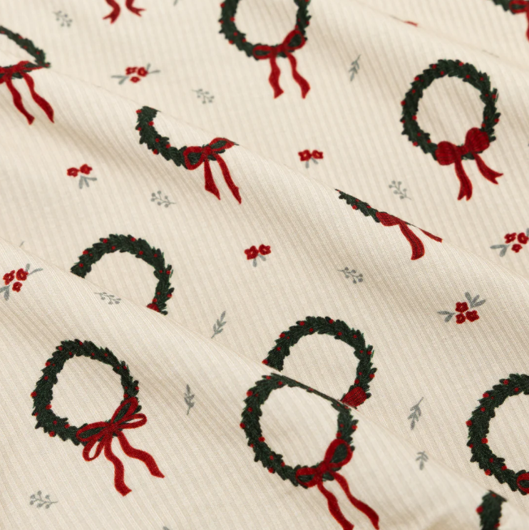 Christmas Wreaths Small Ribbed Zip Romper