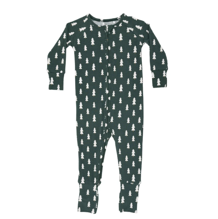 Christmas Trees Small Ribbed Zip Romper