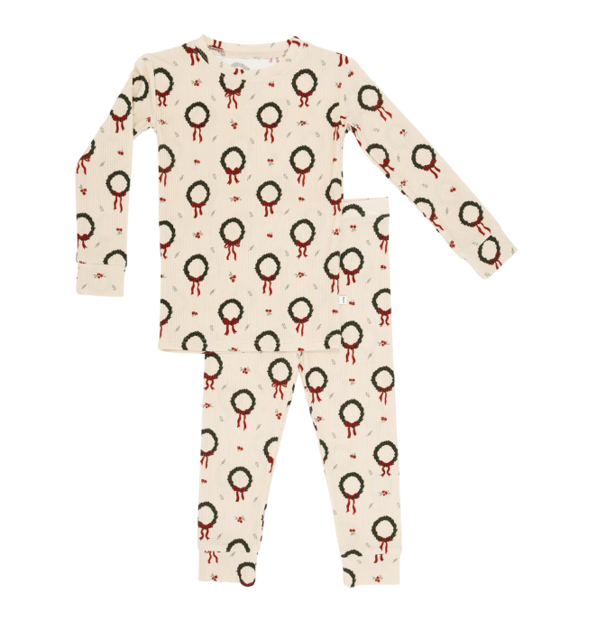 Christmas Wreaths Small Ribbed Two-Piece Set