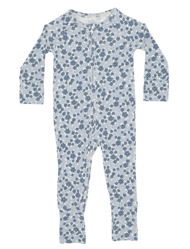 Bluebell Blossoms Small Ribbed Zip Romper