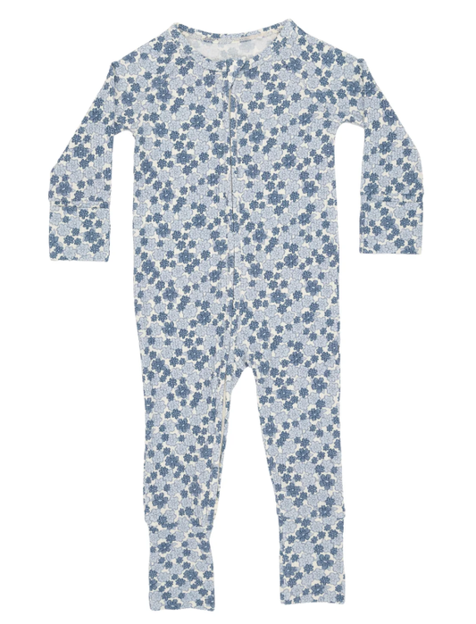 Bluebell Blossoms Small Ribbed Zip Romper