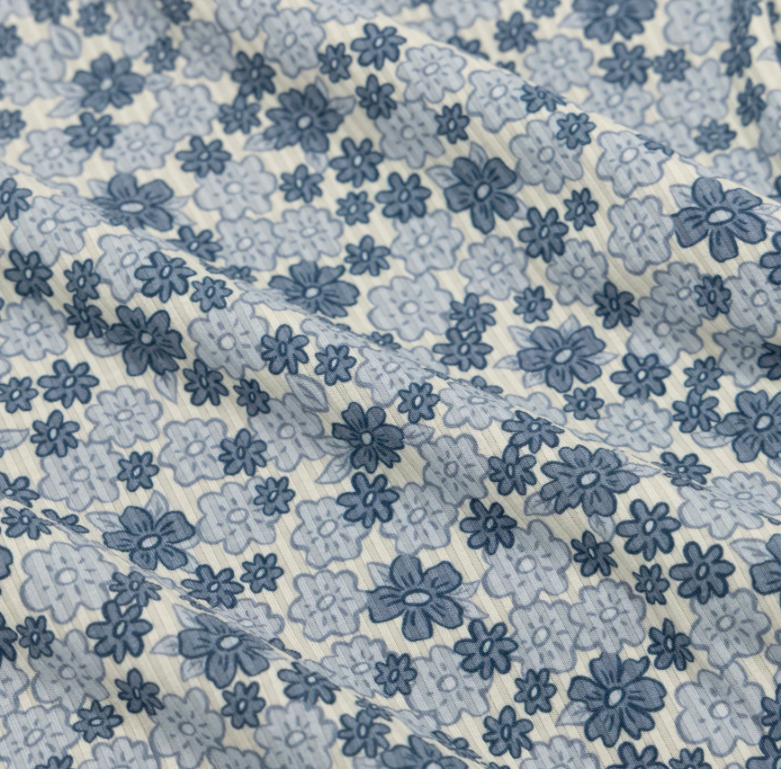 Bluebell Blossoms Small Ribbed Zip Romper