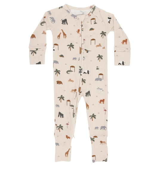 Zoo Day Small Ribbed Zip Romper