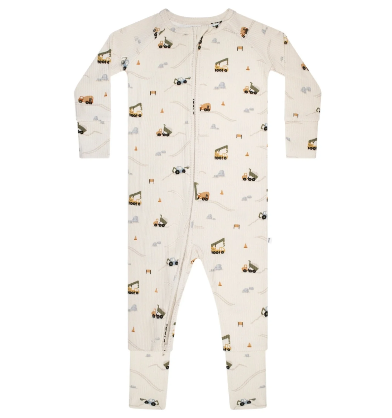 Construction Small Ribbed Zip Romper