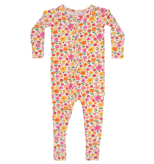 Summer Blooms Small Ribbed Zip Romper
