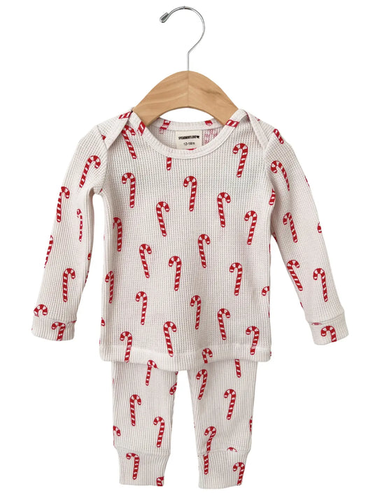 Organic Waffle 2-Piece Set / Candy Cane