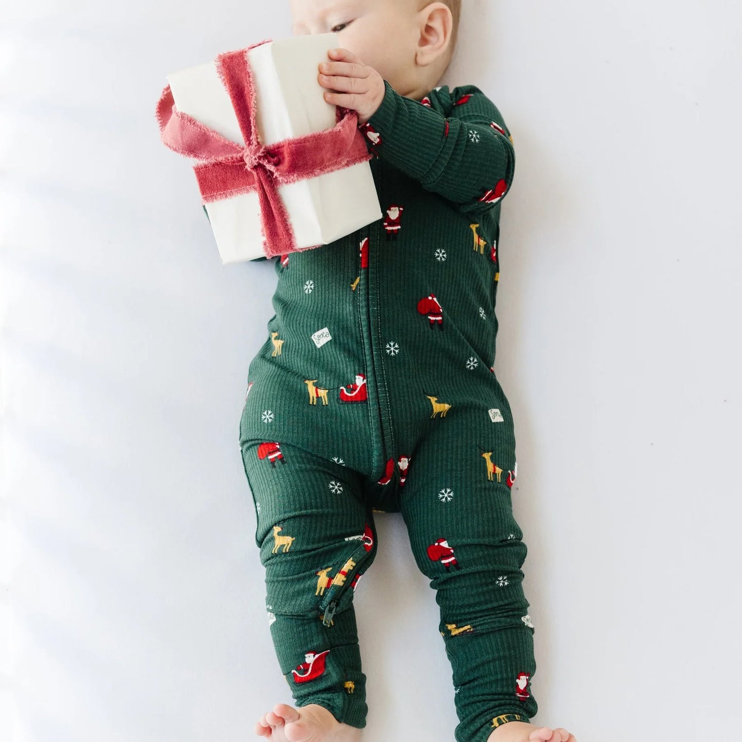 Santa Small Ribbed Zip Romper